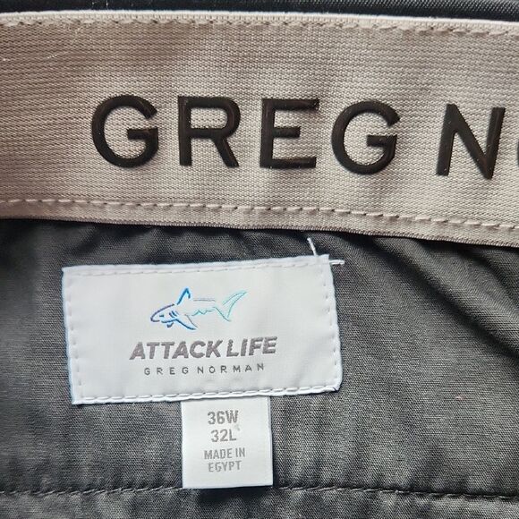 Greg Norman Attack Life Black Pants Men 36 x 32 Golf Flat Front Slacks Polyester - Picture 6 of 8